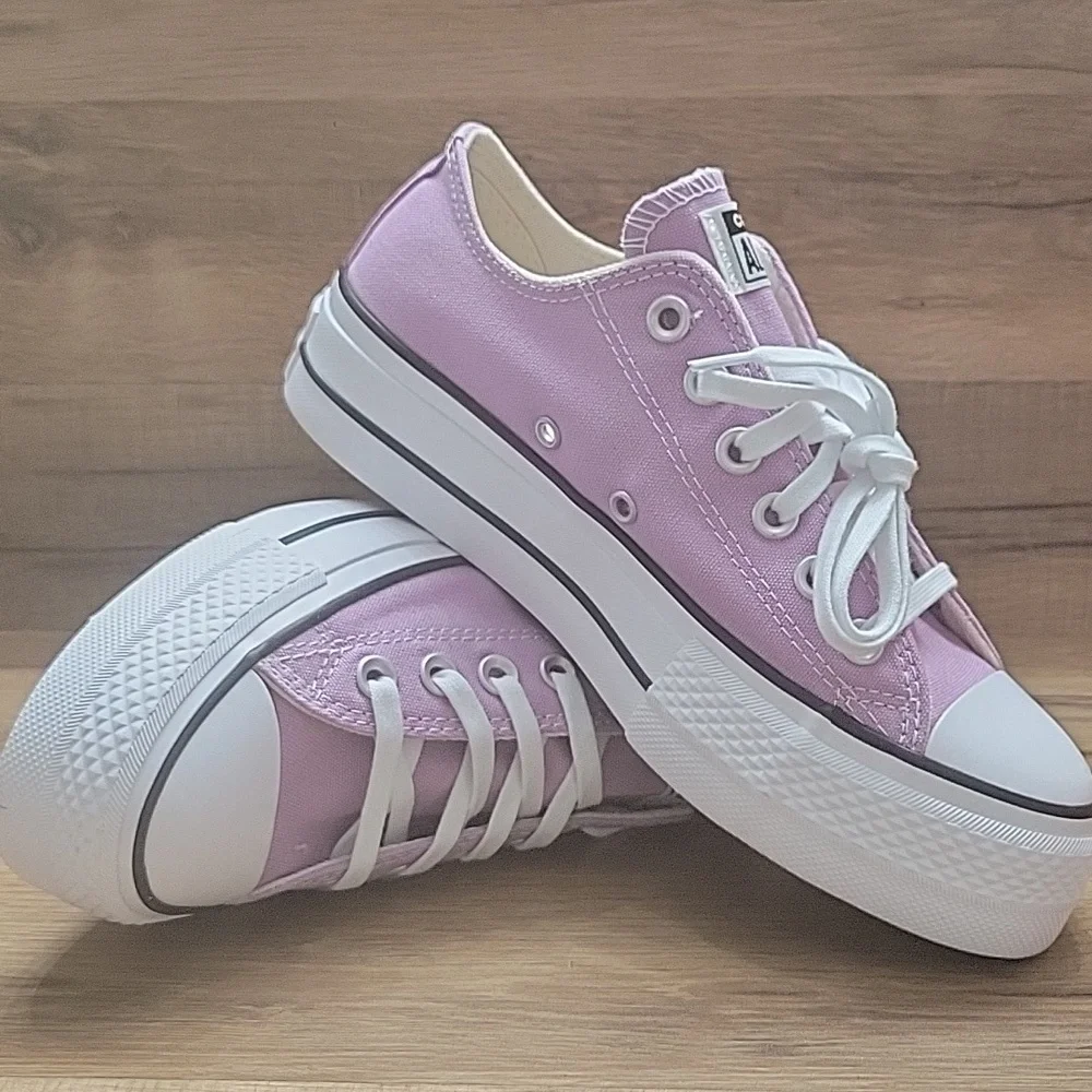Converse Pink and White Canvas Sneakers Classic Design